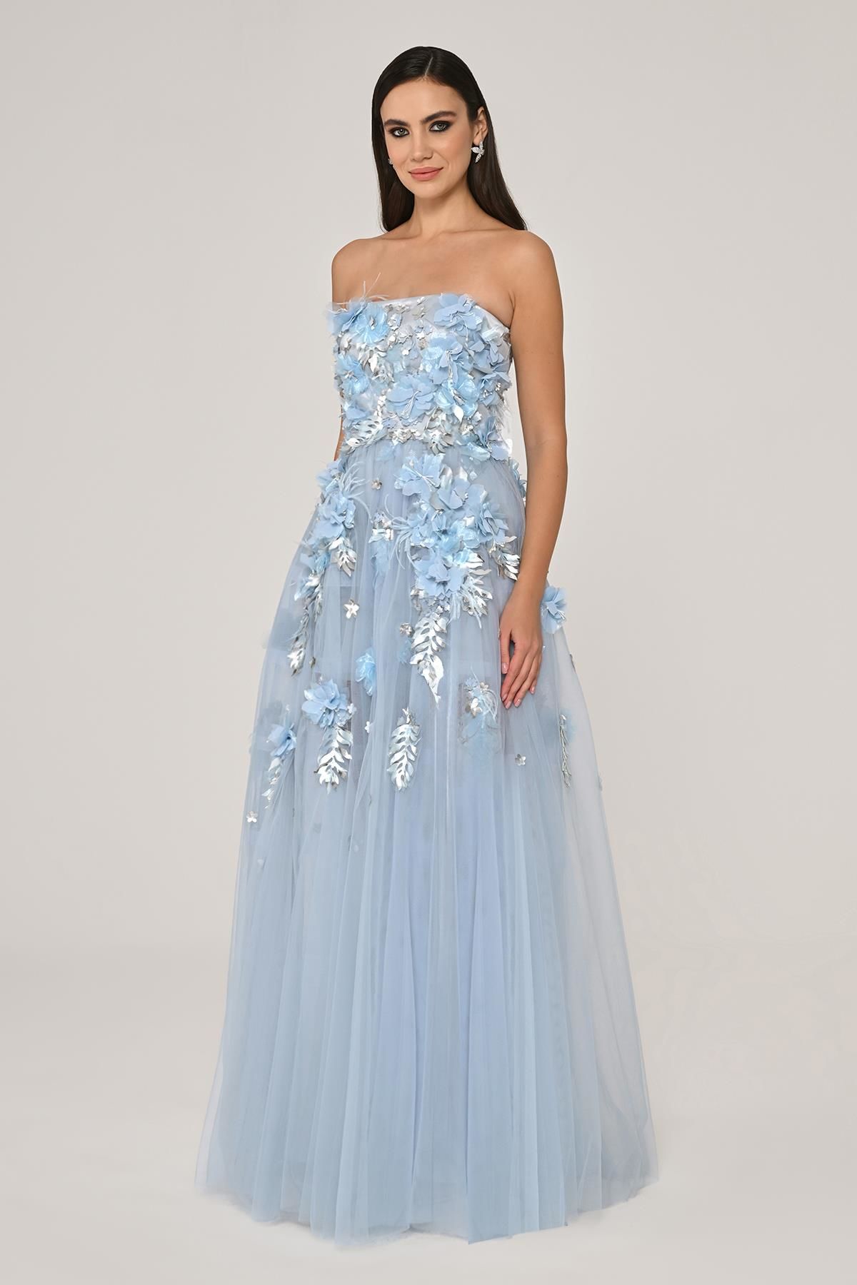 Dress - 3D Floral Tulle - Maxi - Multicolor