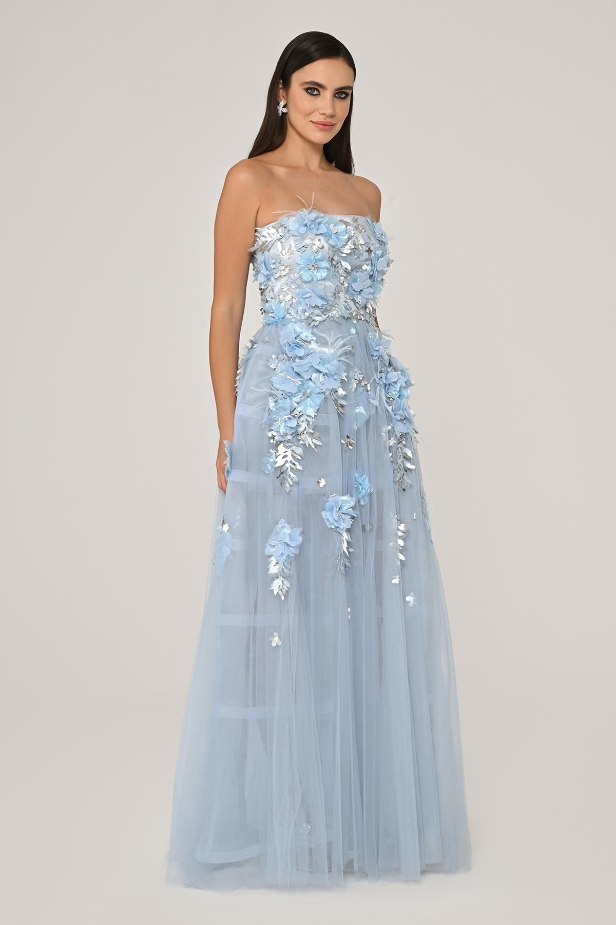 Dress - 3D Floral Tulle - Maxi - Multicolor
