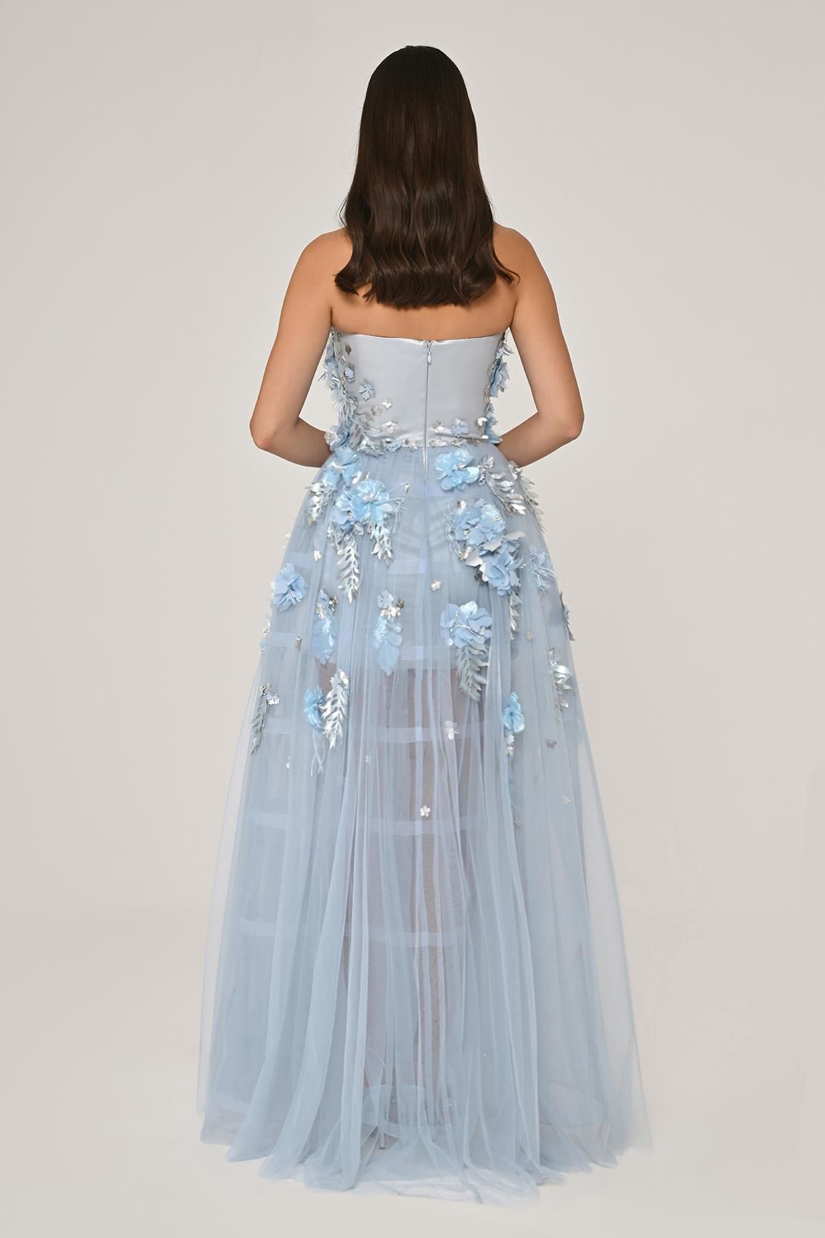 Dress - 3D Floral Tulle - Maxi - Multicolor