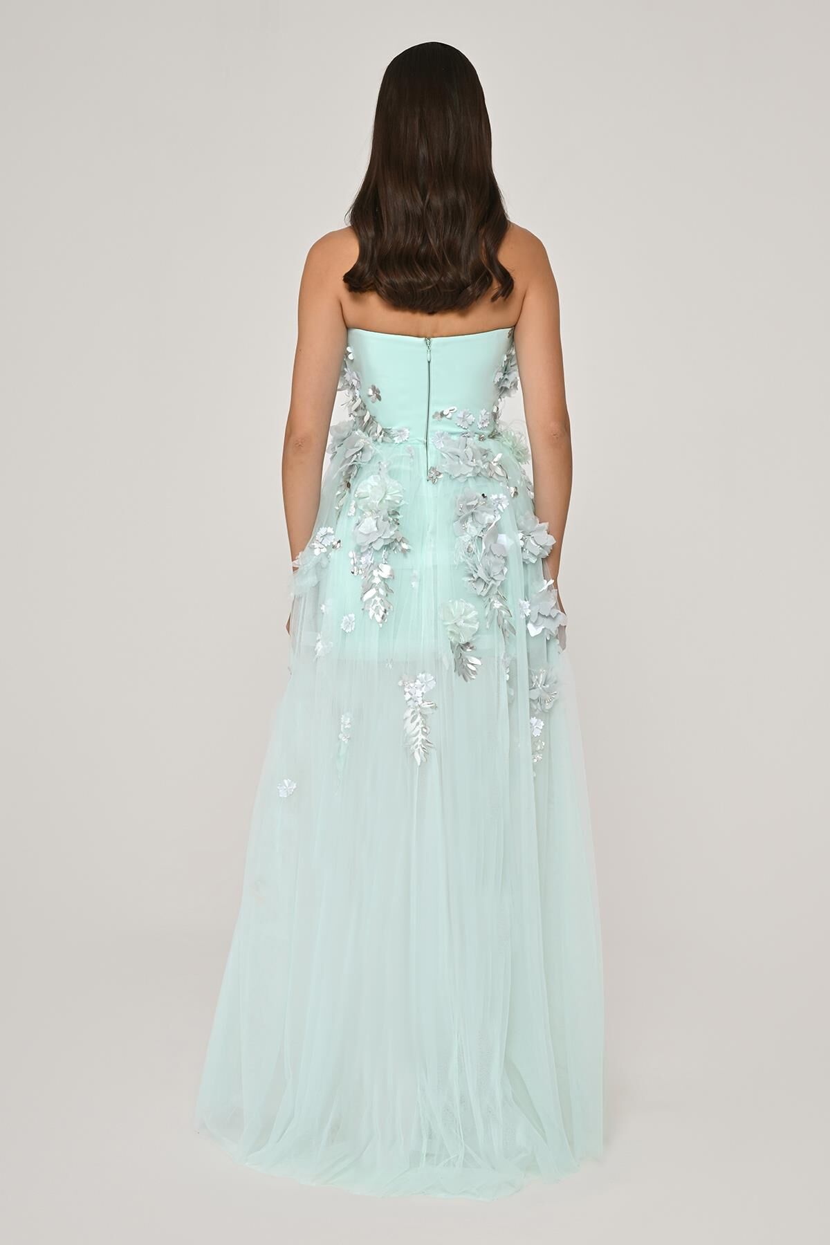 Dress - 3D Floral Tulle - Maxi - Multicolor