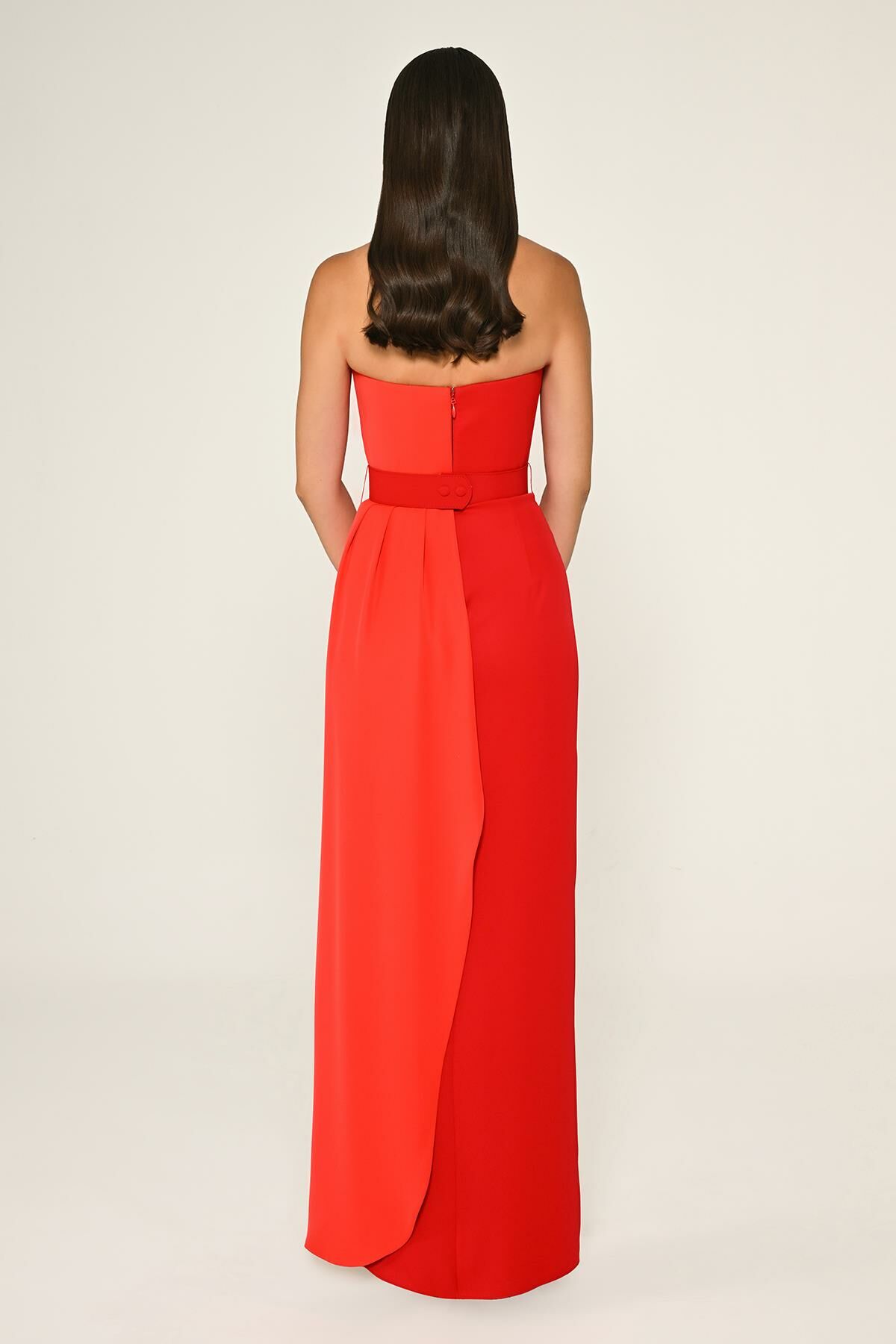 Belt Crepe Dress - Maxi - Multicolor