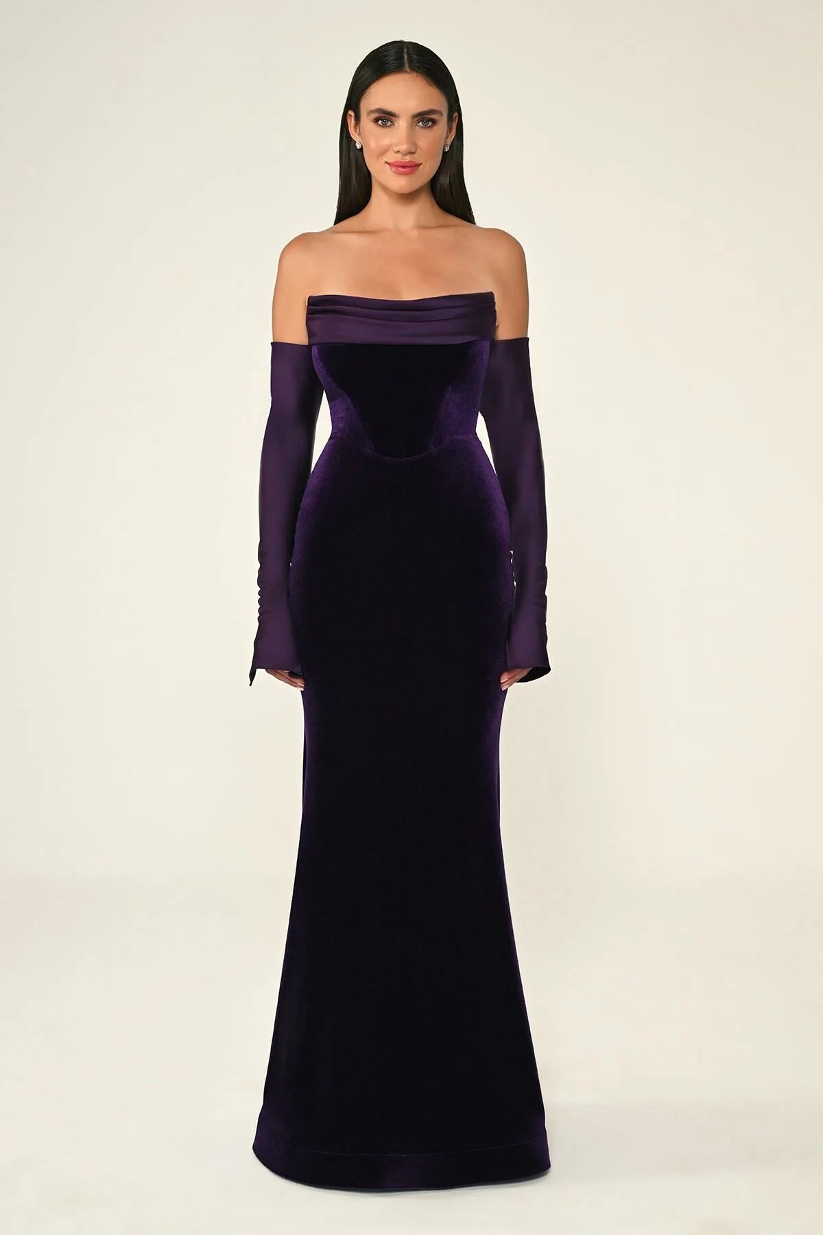Strapless Velvet Dress - Maxi - Multicolor
