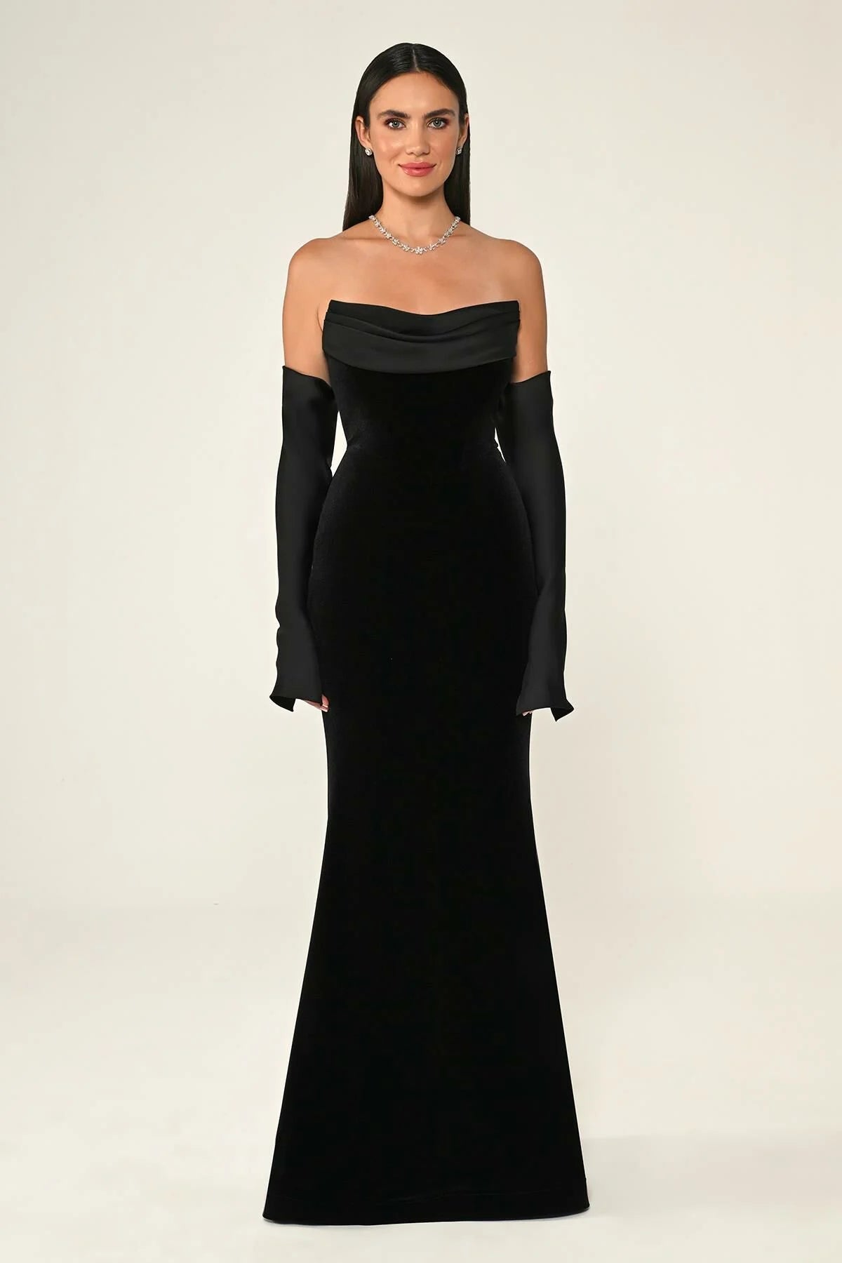 Strapless Velvet Dress - Maxi - Multicolor
