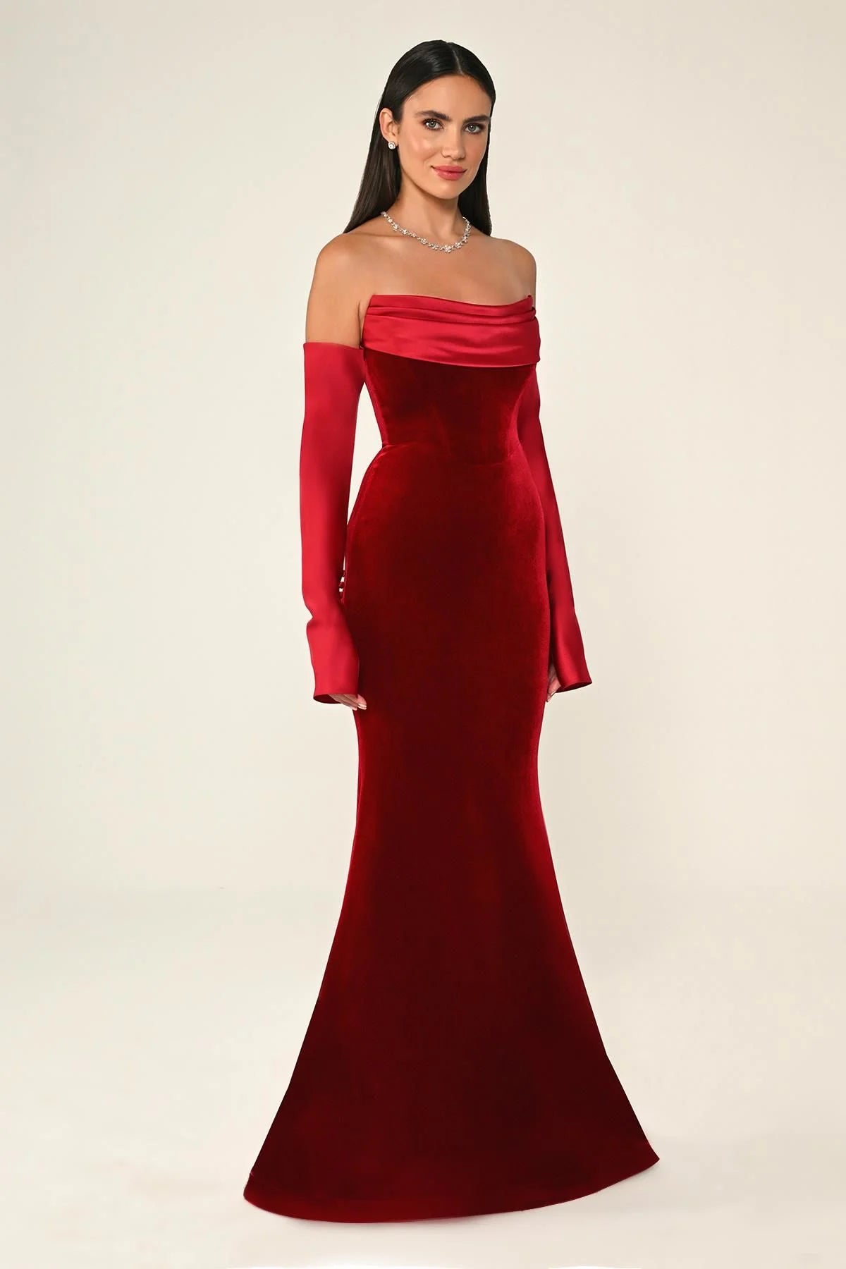 Strapless Velvet Dress - Maxi - Multicolor