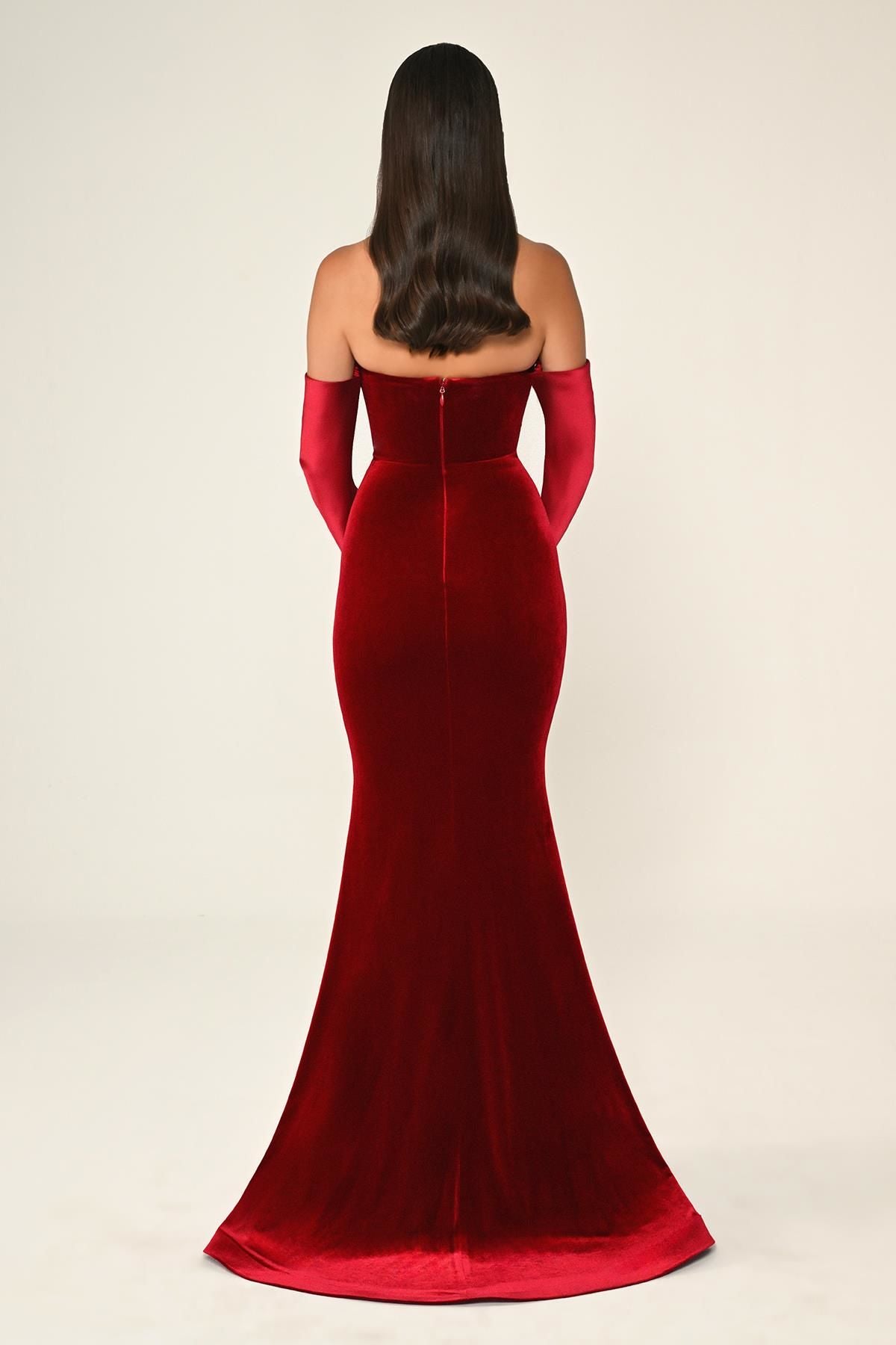 Strapless Velvet Dress - Maxi - Multicolor