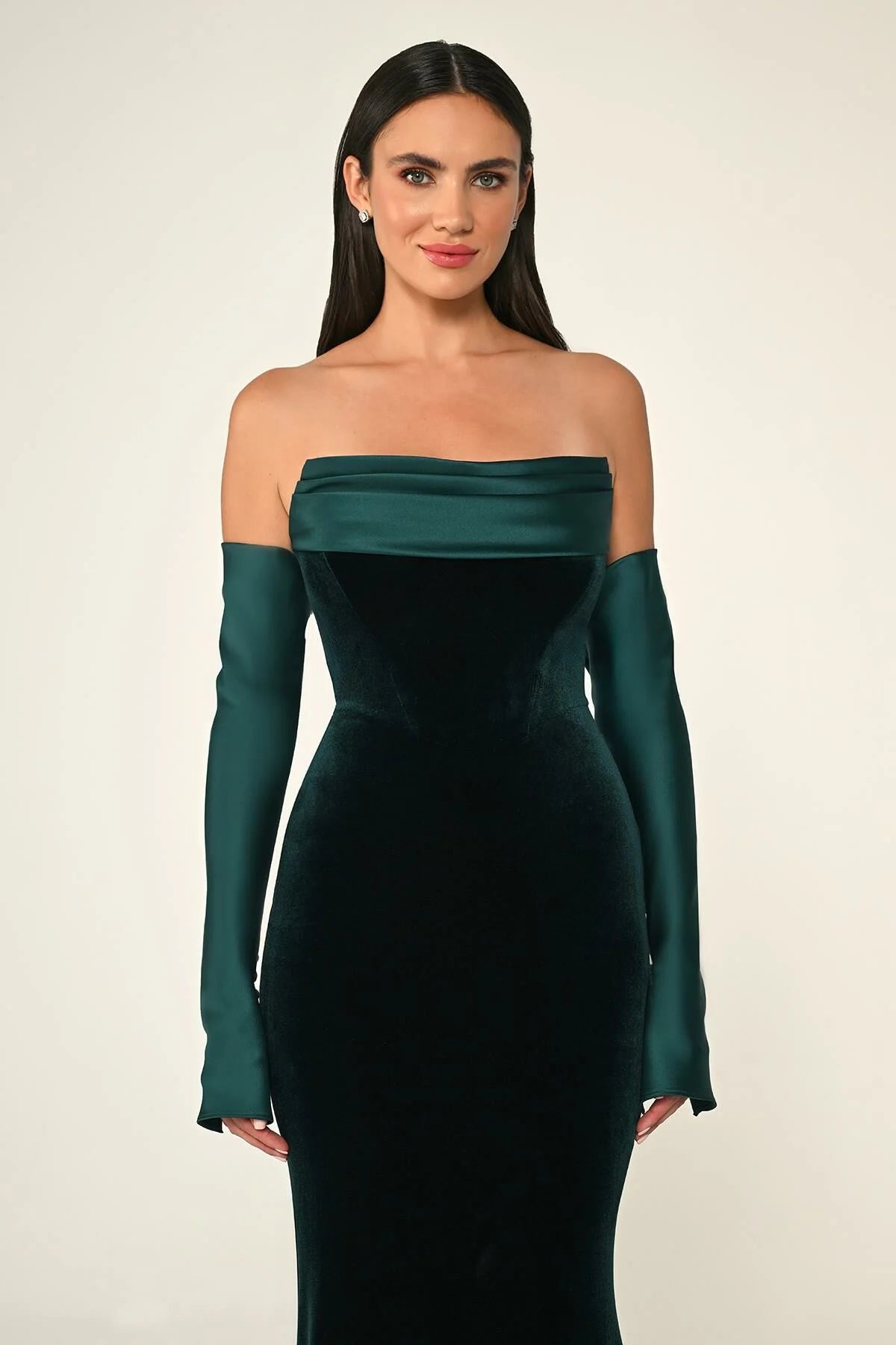 Strapless Velvet Dress - Maxi - Multicolor