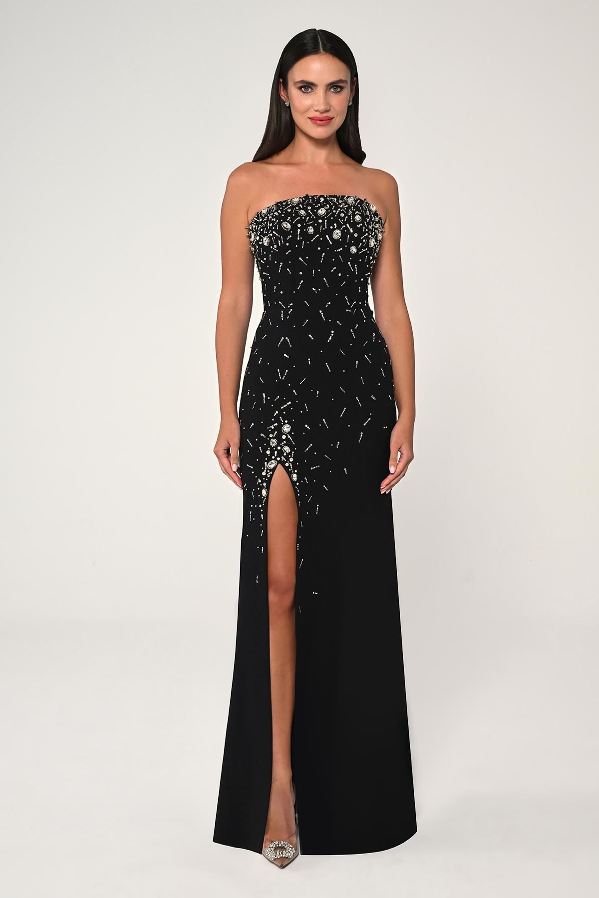 Open Shoulder Stone Dress - Maxi - Multicolor