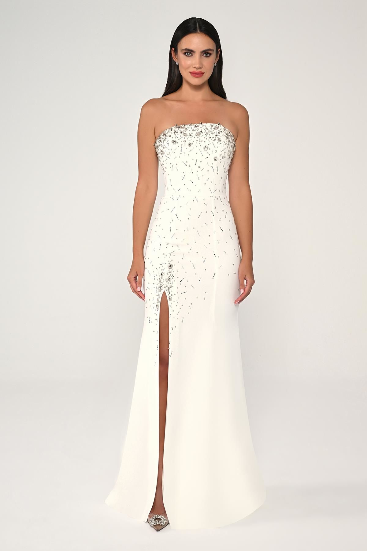 Open Shoulder Stone Dress - Maxi - Multicolor