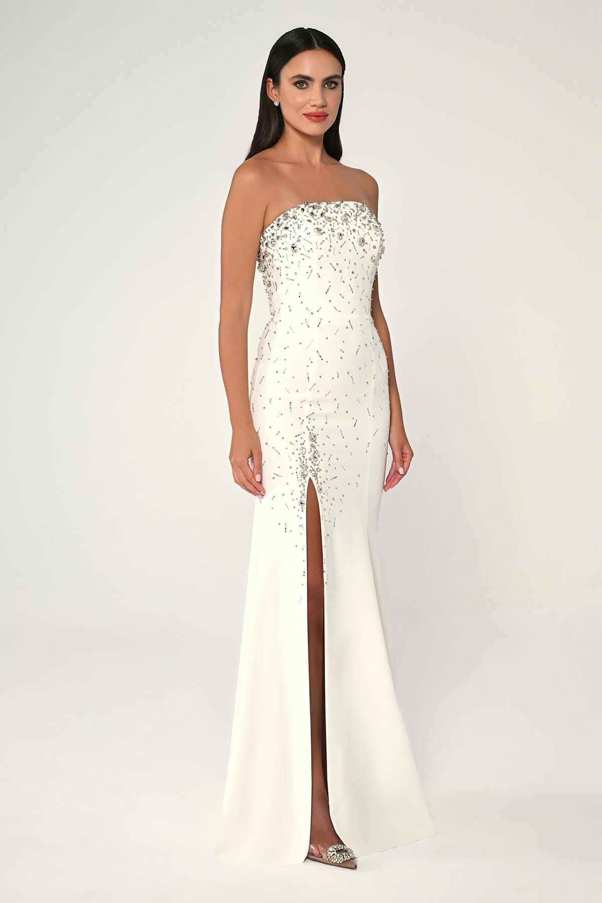Open Shoulder Stone Dress - Maxi - Multicolor