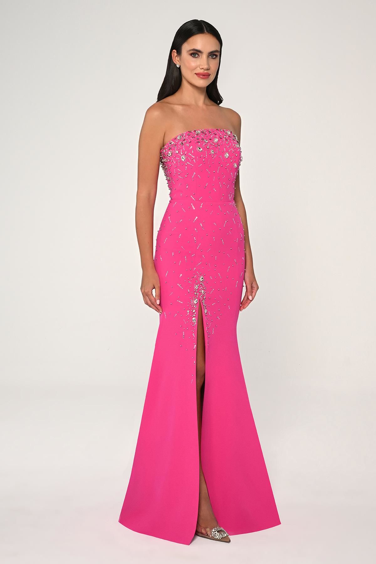Open Shoulder Stone Dress - Maxi - Multicolor
