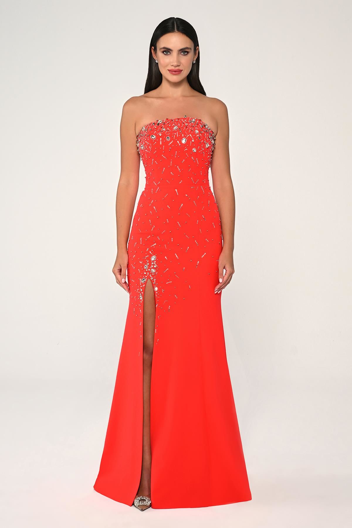 Open Shoulder Stone Dress - Maxi - Multicolor