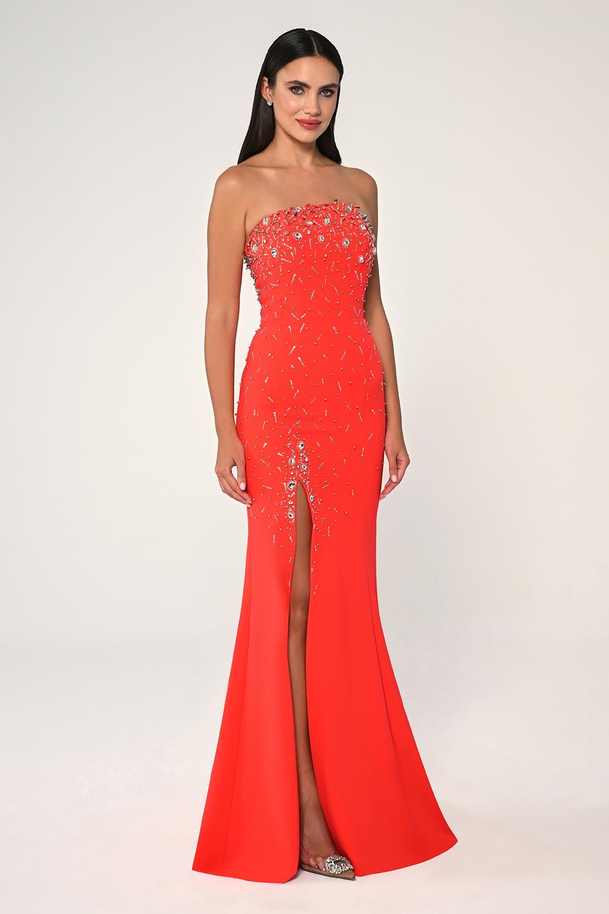 Open Shoulder Stone Dress - Maxi - Multicolor