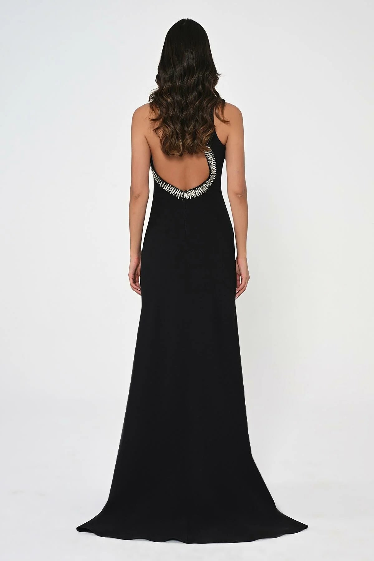 Stone Embroidered Dress- Maxi - Black