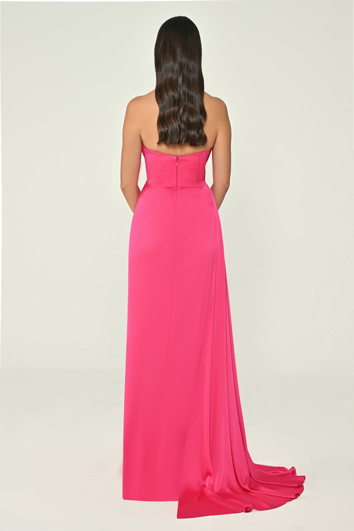 Boat Neck Satin Dress - Maxi - Multicolor