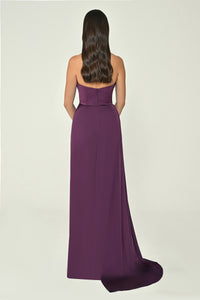 Boat Neck Satin Dress - Maxi - Multicolor