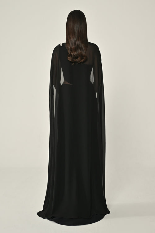 Cape Embroidered Dress - Maxi