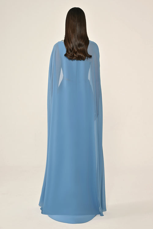 Cape Embroidered Dress - Maxi