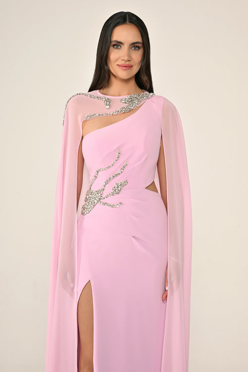 Cape Embroidered Dress - Maxi
