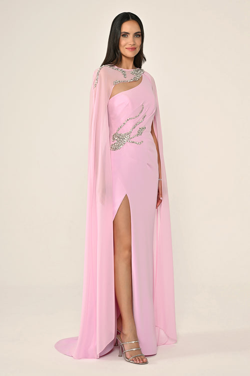 Cape Embroidered Dress - Maxi