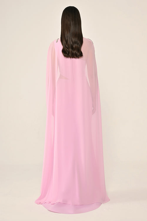 Cape Embroidered Dress - Maxi