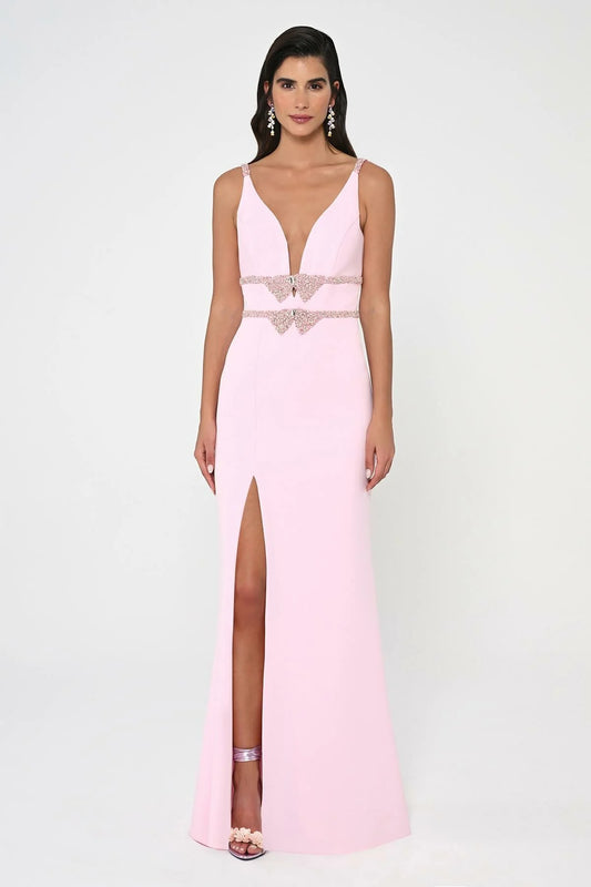 V Neck Bow Dress - Maxi - Multicolor