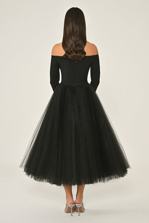 Jalila Dress - Midi - B & W