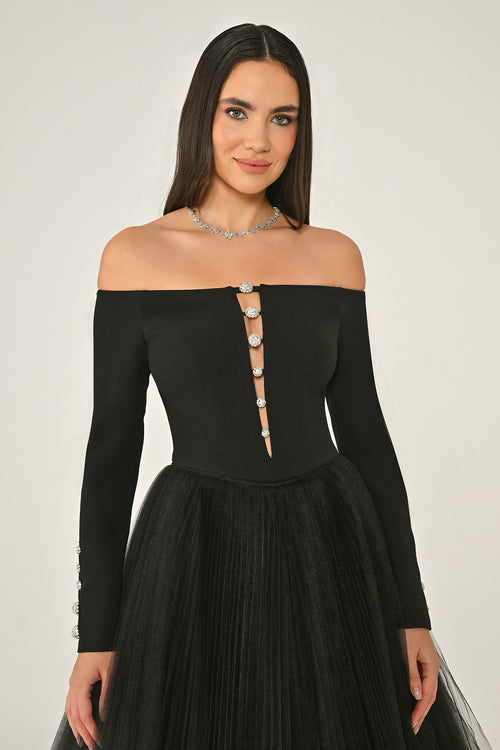 Jalila Dress - Midi - B & W