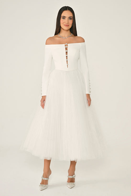Jalila Dress - Midi - B & W