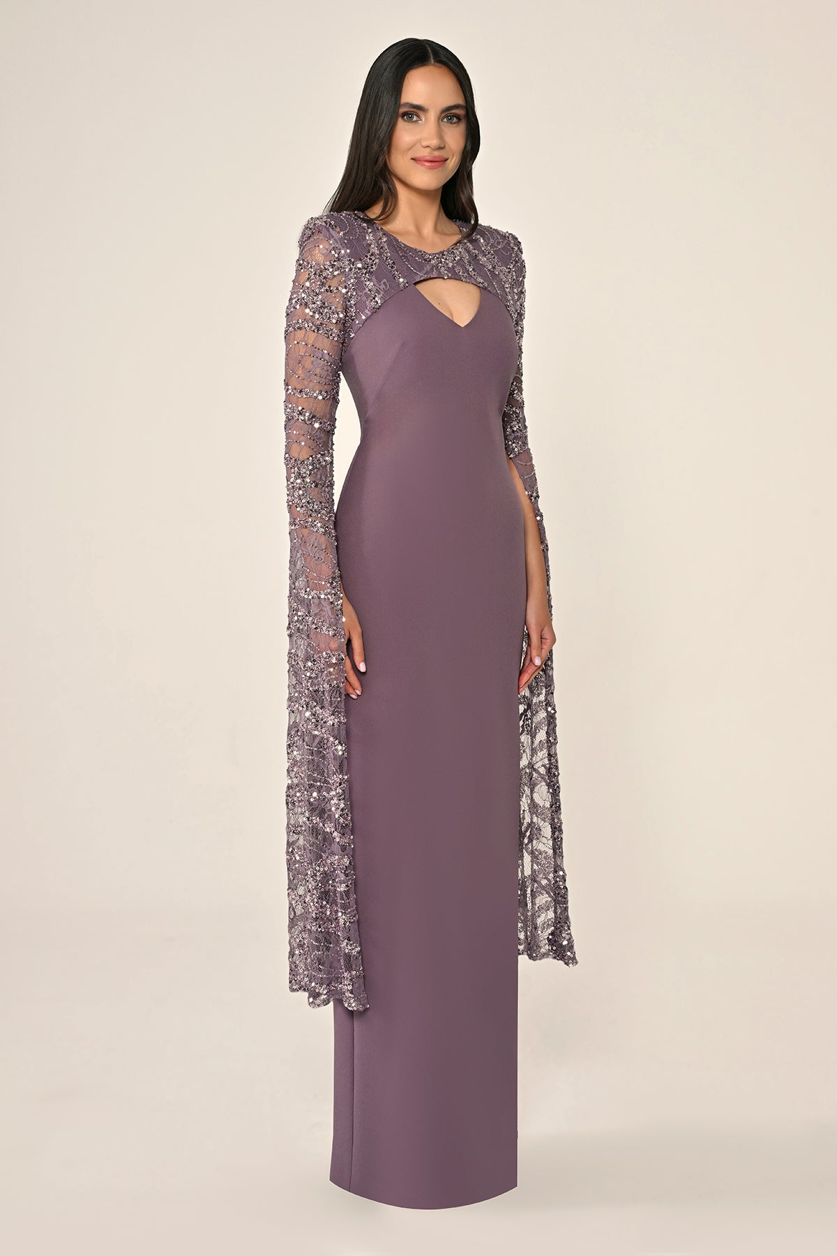 Plus Size - Sequin Sleeve Dress - Maxi - Multi Color