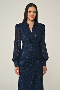 Mirage Collar Dress - Maxi - Multi Color