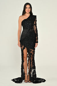 Obsidian Bloom Dress - Maxi - Black