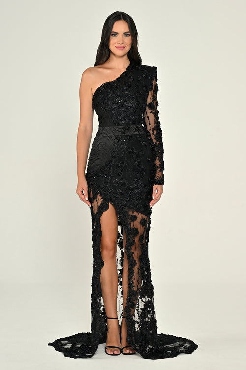 Obsidian Bloom Dress - Maxi