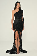 Obsidian Bloom Dress - Maxi - Black