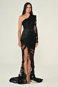 Obsidian Bloom Dress - Maxi - Black
