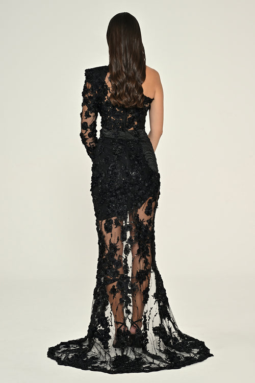 Obsidian Bloom Dress - Maxi