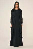 Plus Size Cape Dress - Maxi - Black
