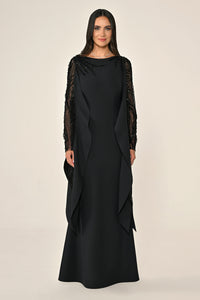 Plus Size Cape Dress - Maxi - Black