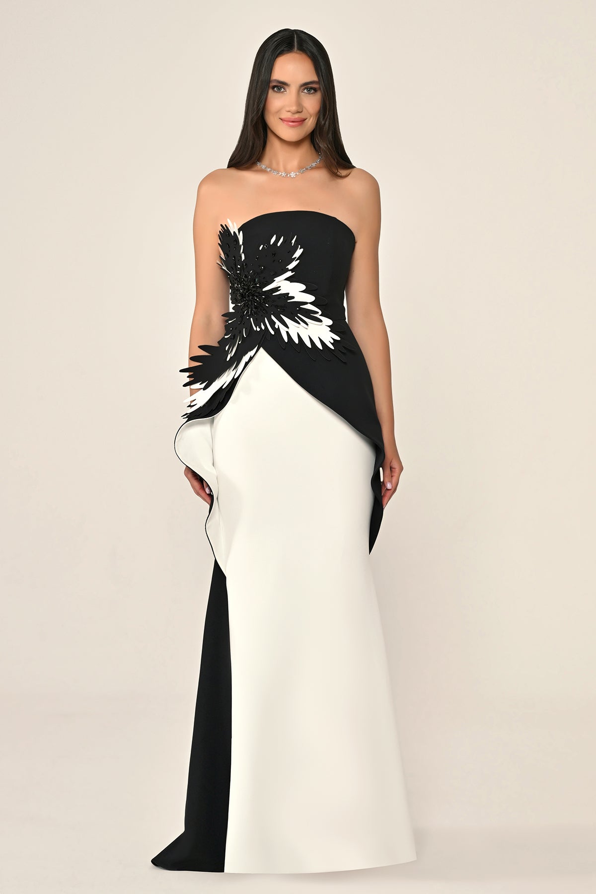 Classic Floral Dress - Maxi - Black & White