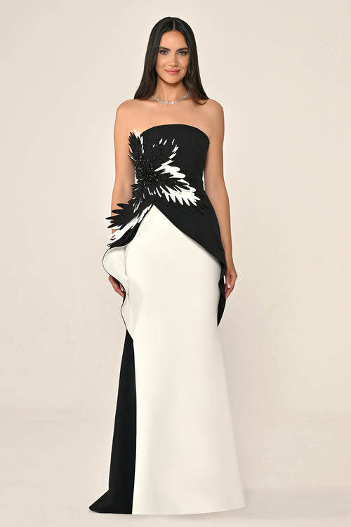 Classic Floral Dress - Maxi - Black & White