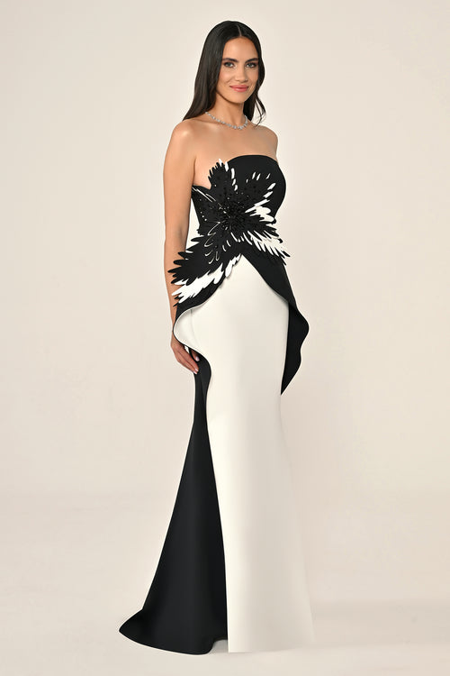 Classic Floral Dress - Maxi - Black & White