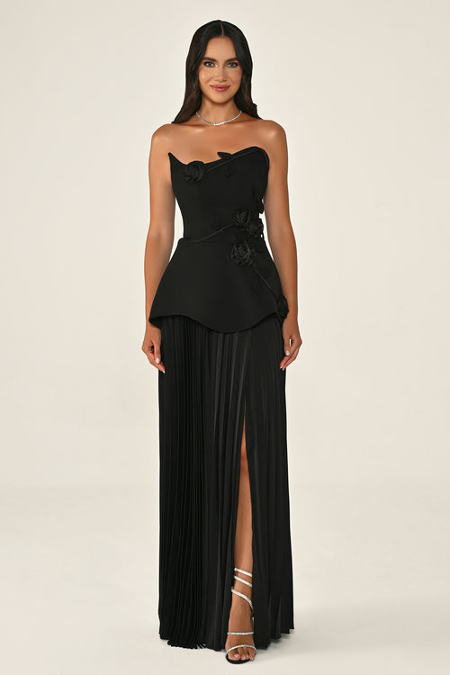 Valencia Dress - Maxi - Black & Beige