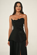 Valencia Dress - Maxi - Black & Beige