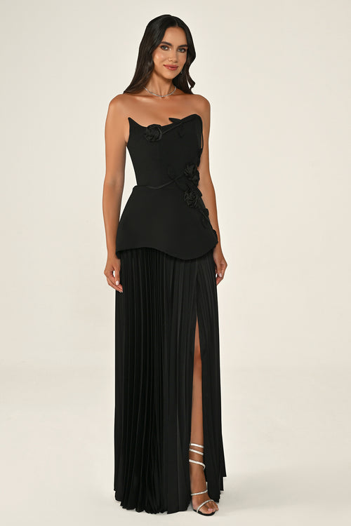 Valencia Dress - Maxi - Black & Beige