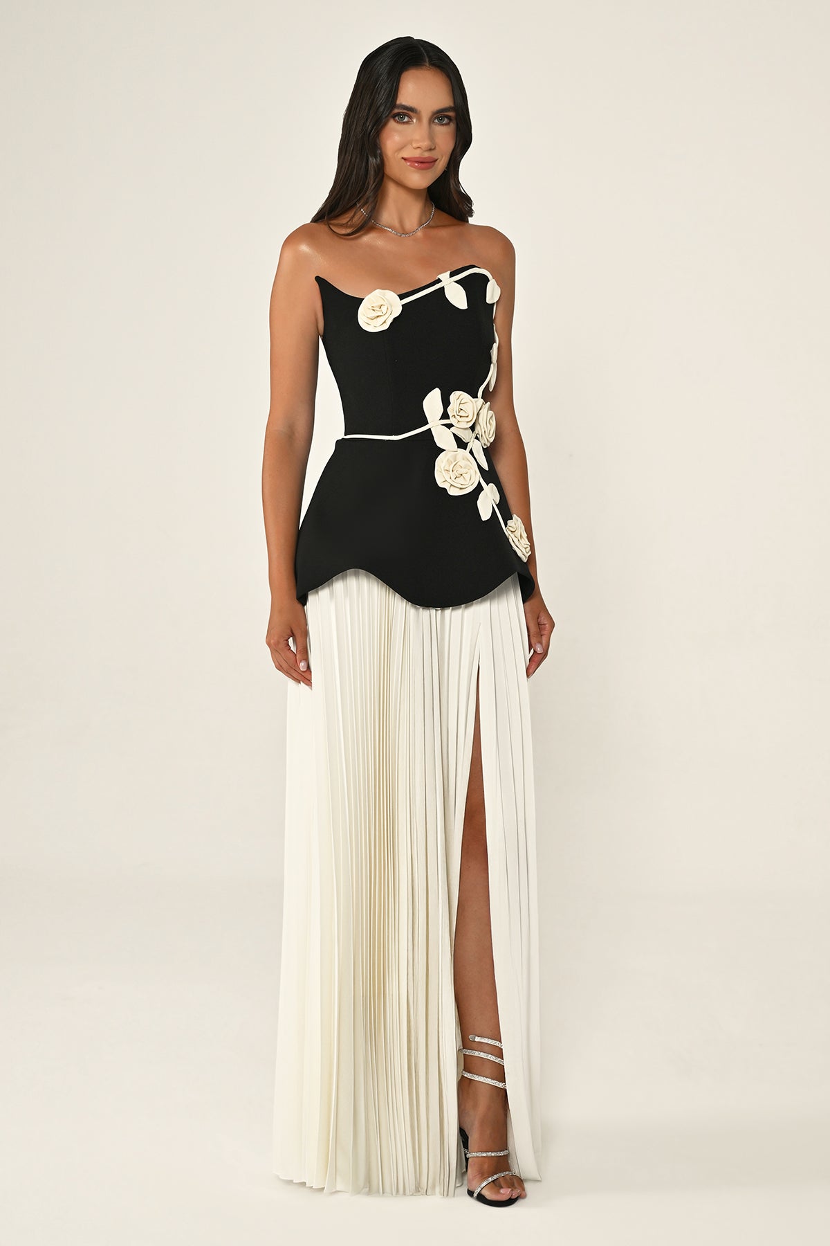 Valencia Dress - Maxi - Black & Beige