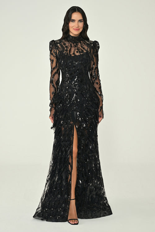 Midnight Illusion Dress - Maxi