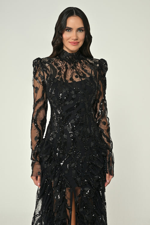Midnight Illusion Dress - Maxi