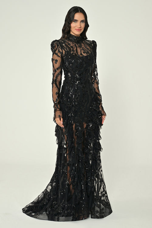 Midnight Illusion Dress - Maxi