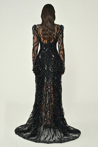 Midnight Illusion Dress - Maxi - Black