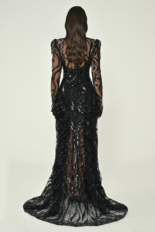 Midnight Illusion Dress - Maxi