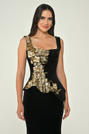 Mosaic Splendor Dress - Maxi - Black Velvet